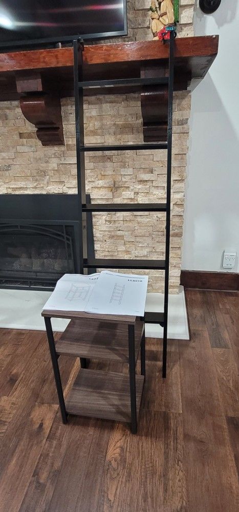 Vasagle 3-Tier Tall Side Table, Steel Frame End Table with Storage and Decorative shelf ladder New Retail $100