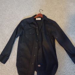 Mens Medium Dickies Black Button Down Long Sleeve Shirt