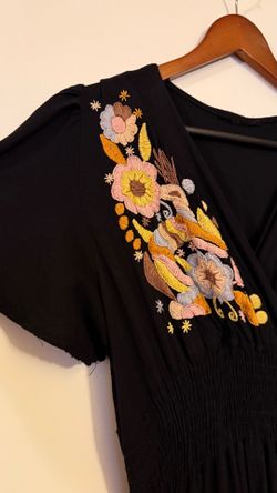 Embroidered Floral Tiered Maxi Dress