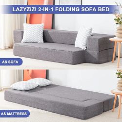 Lazyzizi Floor Sofa Bed, Fold Out Couch Bed Washable Cover Convertible Sleeper Folding Sofa Bed Mattress for Living Room, Guest Bed, 