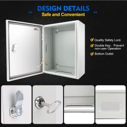 TOCRETOARE IP66 Waterproof Lockable Steel Enclosure Box White Wall Mount 20x16x8