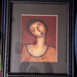 Vintage Serigraph Print By Issa Shojaei Of Female Subject