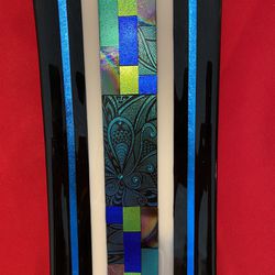 One-of-a-Kind Dichroic Glass Tray With Embedded Crystals