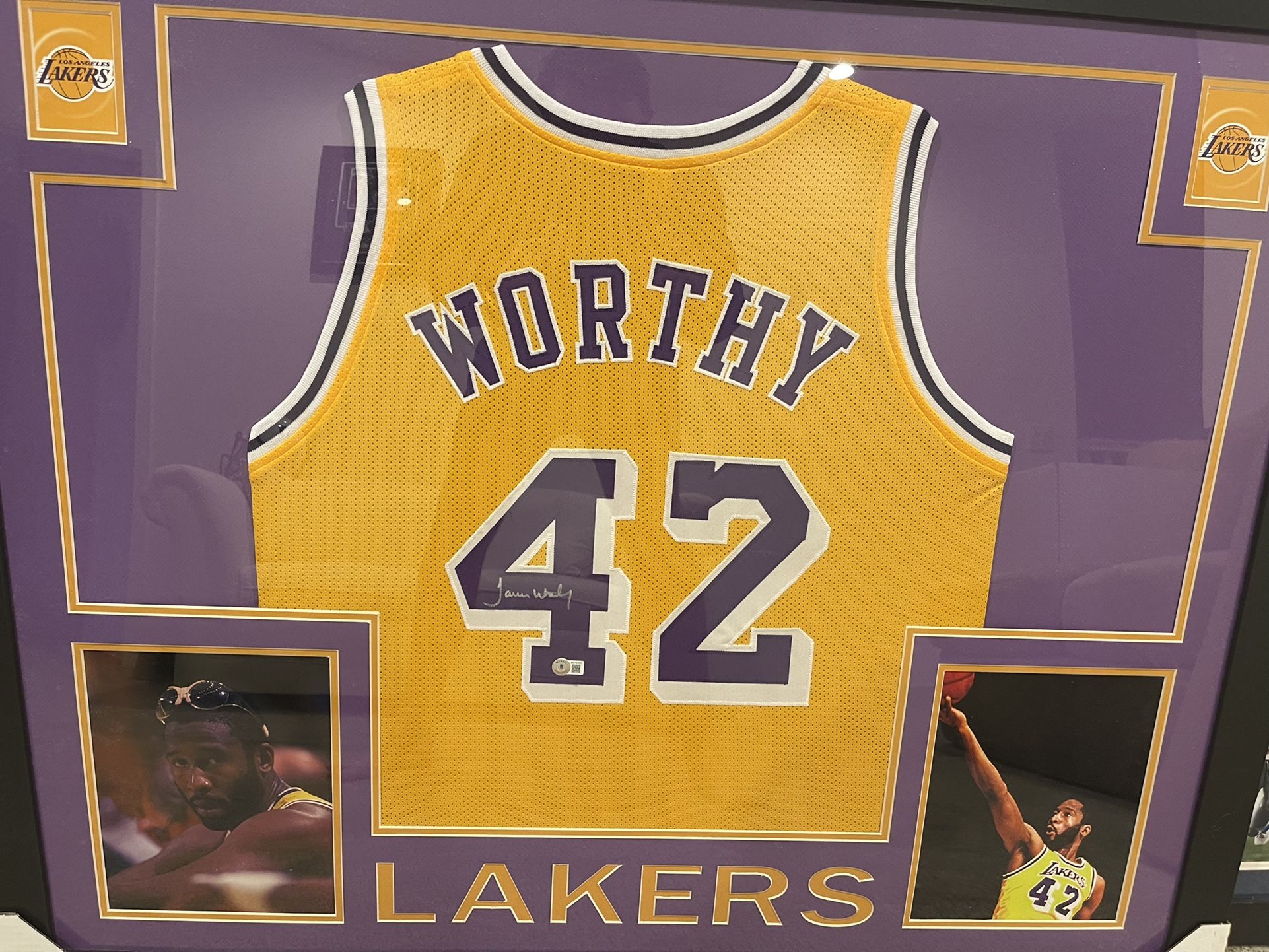 Framed Autographed Lakers James Worthy