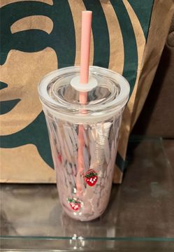 Starbucks  strawberry  drinking glass