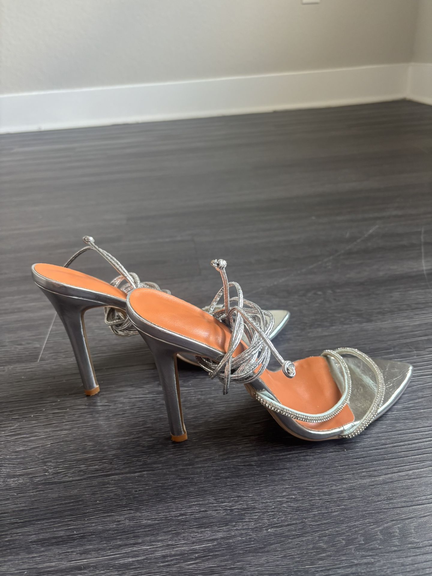 Silver Wrap Around Heels