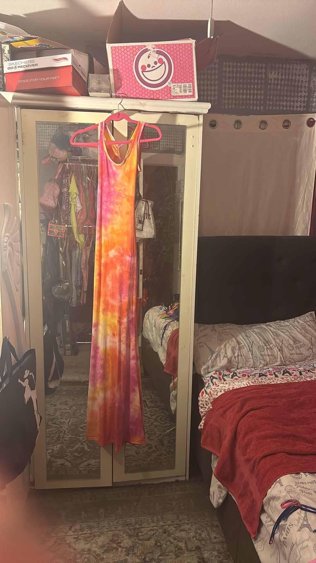 Honey Pot Pink Orange And Yellow Tie Dye Maxi Dress
