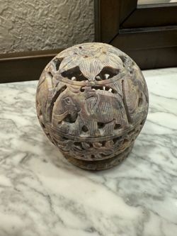 Handmade soapstone tea light candle holder