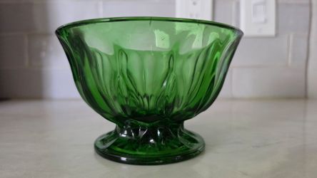 Vintage Green Glass Candy Dish