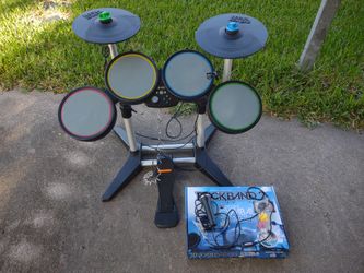 Xbox 360 Rock Band 2 Drum Set with microphone and Beatles additional drums kit. Vintage Rare