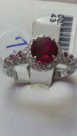 .925 sterling silver high quality CZ Crystal ruby ring brand new with tags