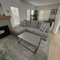 Gray Couch W Coffee Table and Console 