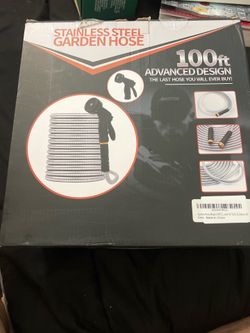 100ft Stainless Steel Garden Hose – Heavy Duty + Spray Nozzle