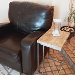 Brown reclining leather chair