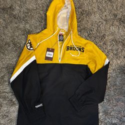 NEW Mitchell & Ness Boston Bruins Tie Breaker Lightweight Windbreaker (Small)