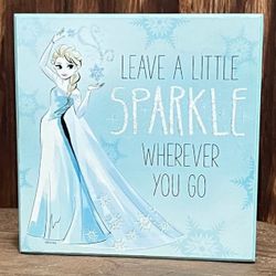 Disney Elsa Leave A Little Sparkle Wherever You Go Wood Wall Decor Sign NO MEETUPS