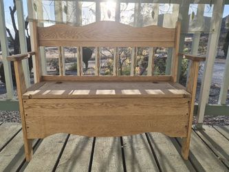 Vintage Solid Oak Storage Bench / Deacon's Bench