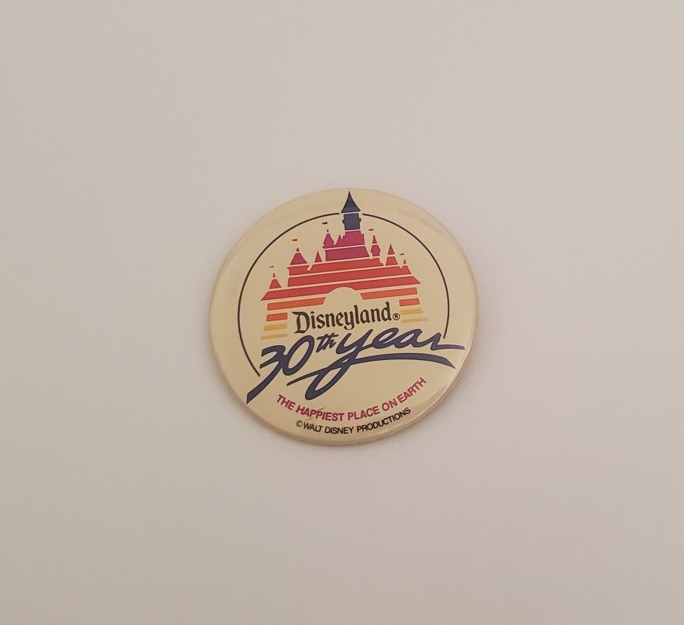 Walt Disney Disneyland 30th Year The Happiest Place On Earth Pin Back Button