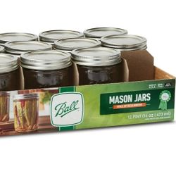 New Ball 12×16oz Mason Jars
