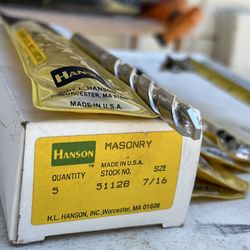HANSON 7/16” Industrial Quality Masonry Drill Bits(box of 5 pcs.)