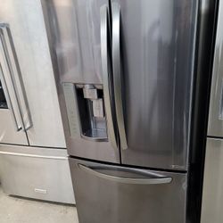 33" Wide Apartment Size Black Stainless Steel French Door Refrigerator 