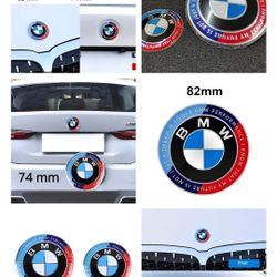 BMW 82mm hood and 74mm  trunk emblem badges.
Matching rim center caps available.