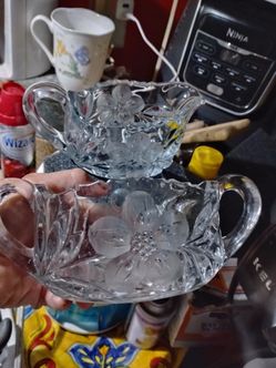 Crystal Glass Sugar and Creamer Set