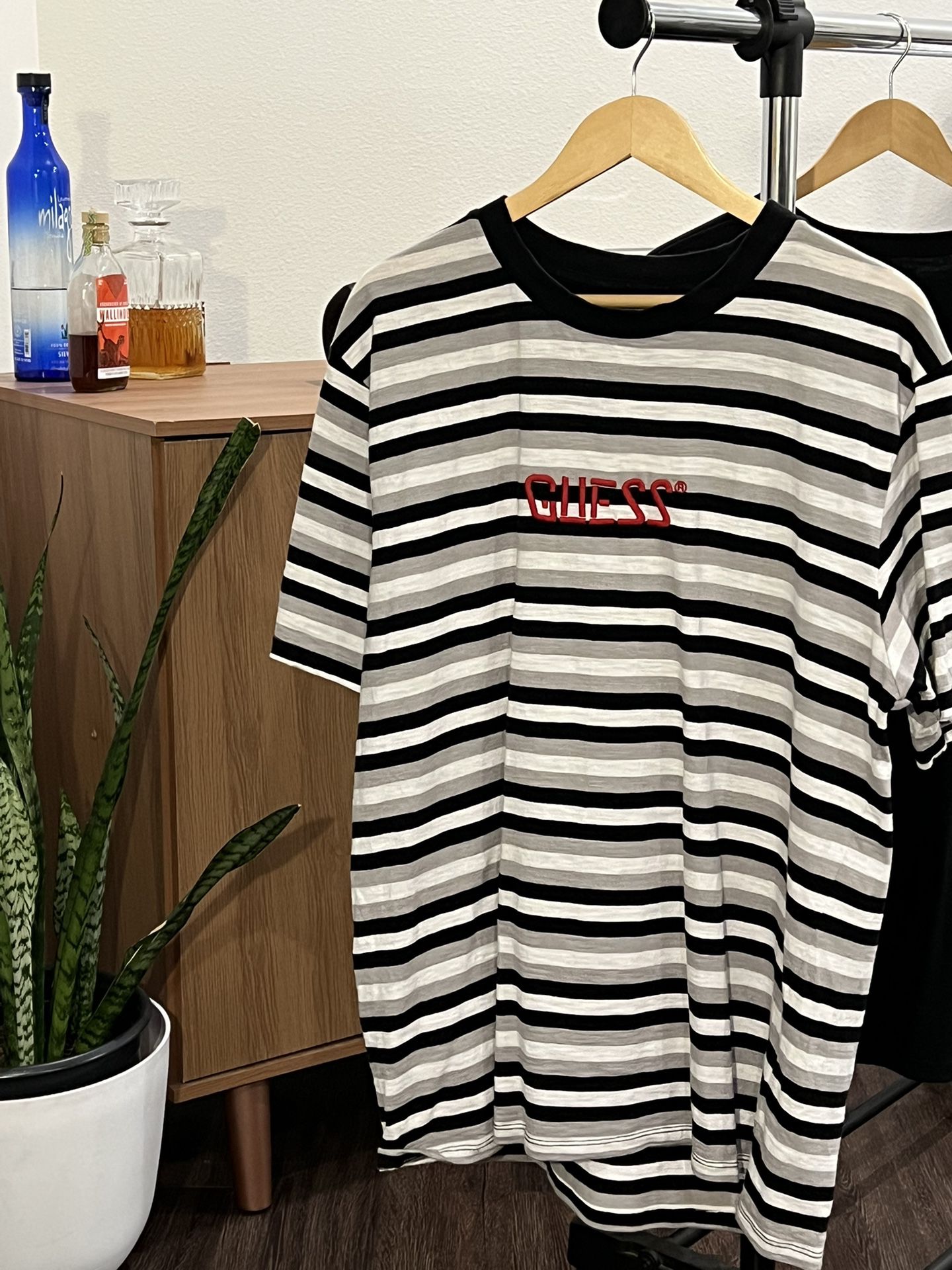 GUESS Originals Red Logo Striped Tee Size for Sale in Los CA