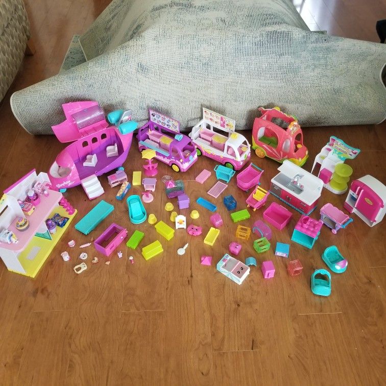 HUGE Shopkins Lot Jet Food Truck Van Store Accessories Etc