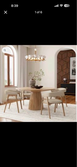 Cove 60” Round Wood Pedestal Dining Table – Modern / Natural Oak