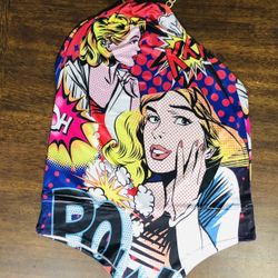 Comic women’s Bodysuit halter neck open back  bottom buttons closure pull over.M