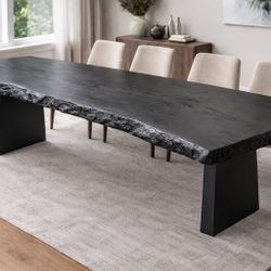 Black Live Edge Dining Table – Solid Wood