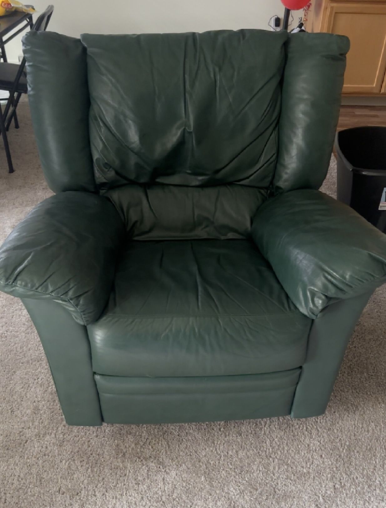 90’s Green Leather Italian Recliner. 