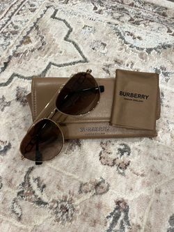 Burberry Carmen BE3128 Aviator Sunglasses, Light Gold, Brown Gradient Lenses, with Case