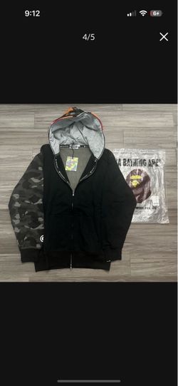Bape Black & Grey Double Hooded Zip-Up Hoodie