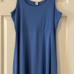 Old Navy Blue Dress Fit & Flare Scoop Neck Tank Top Sleeveless Stretch Size Petite Large
