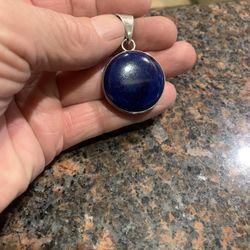 Nice Stone And Silver 925 Pendant Blue Heavy 