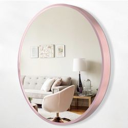 Heymirro Large Round Mirror 36 Inch Circle Mirrors with Rose Gold Aluminum Alloy Matte Framed,Wall Mirror for Bathroom,Bedroom,Vanity,Entryway Hall,Li