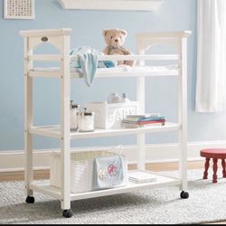 White Baby Diaper Changing Table Storage Shelf For Nursery