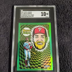 2023 Topps Chrome Bryce Harper /99 Ultraviolet All-Stars Green Refactor Graded SGC Gem MINT 10