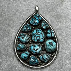 Native American Sterling Silver & Turquoise Pendant 