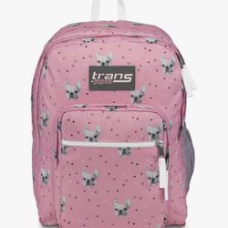 JanSport Trans 17" SuperMax Backpack Fierce Frenchies Pink Dog Print