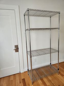 Metal shelves.  5 shelves.