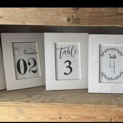 WEDDING / PARTY Set of five Framed Table Numbers -5”x 7” each individually designed.