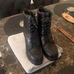 Ralph Lauren polo size 10 women black leather boots