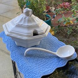 Vintage California Pottery Terrine, Lid & Ladle