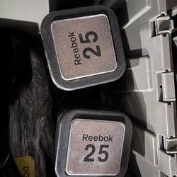 Pair 25lb Square Vintage Reebok No Roll Dumbbells$75