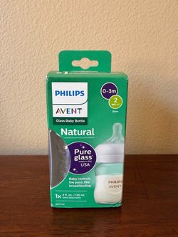 🍼 NEW in Box Philips Avent GLASS Baby Bottle with Natural Response Nipple Clear 4oz