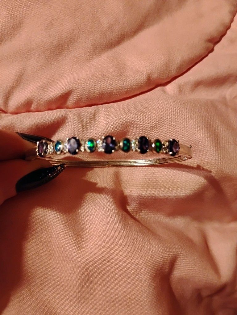 Sapphire And Opal Sterling Silver Bracelet