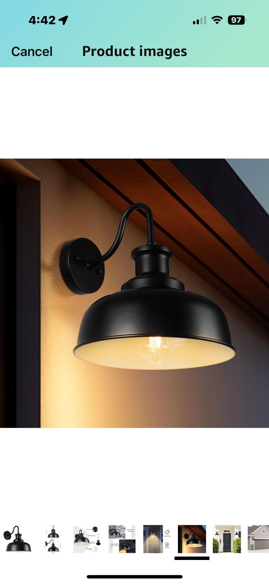 Brand New Outdoor Solar Barn Light W/Gooseneck Design, Black Finish, Bulb Included